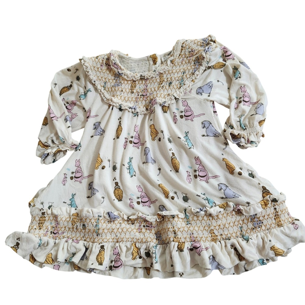 Kate Quinn 6-12M Winnie the Pooh and Friends Smocked Bamboo Dress Long Sleeve